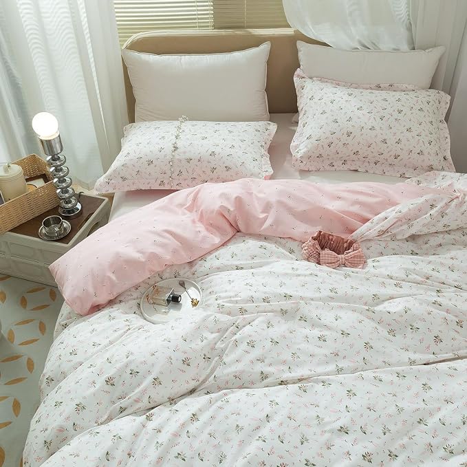 mixinni Small Floral Print Duvet Cover Full Flower Duvet Cover Set Soft Cotton by mixinni