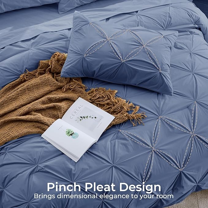 Sasttie Twin Comforter Set, 5-Piece Bed in a Bag, Pintuck Bedding Sets - Image 4