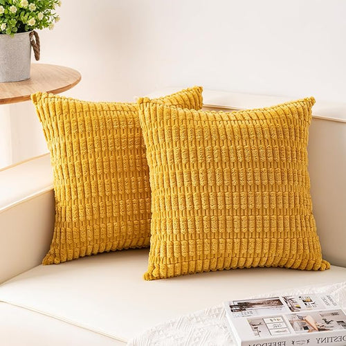 Aegero Pack of 2 Corduroy Decorative Throw Pillow Covers 16x16 Inch Soft by Unknown