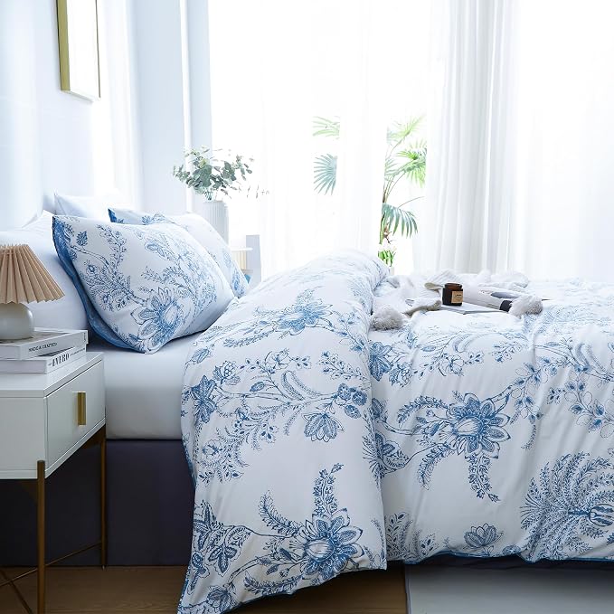 BOLINLIVING Floral Duvet Cover King Size 3 Pieces, Flower Duvet Cover - Image 3
