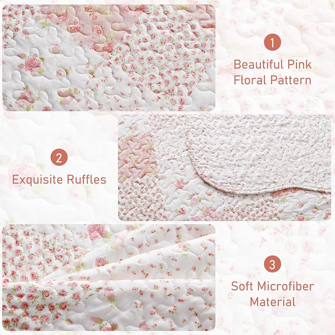 GOONE King Quilt Set 104"x90", 50% Cotton Blend Lightweight Washed Coverlet - Image 5
