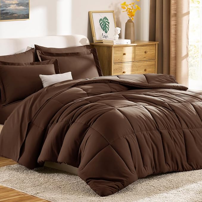 CozyLux Twin XL Comforter Set Brown - Image 8