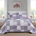 Mybedsoul Purple Quilt Set Twin Size, 2 Pieces Plaid Floral Bedspread Set by Mybedsoul