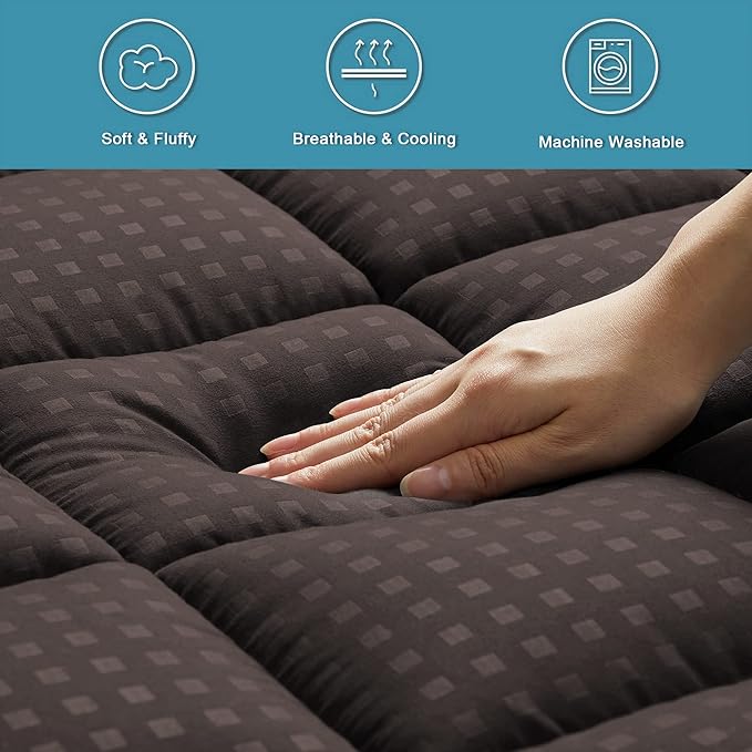 HYLEORY Queen Mattress Pad Quilted Fitted Mattress Protector Cooling Pillow Top - Image 4