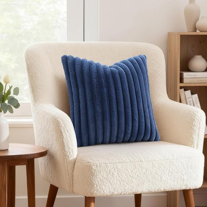decorUhome Cozy Faux Fur Throw Pillow Covers 16x16 Set of 2 Decorative Soft - Image 4