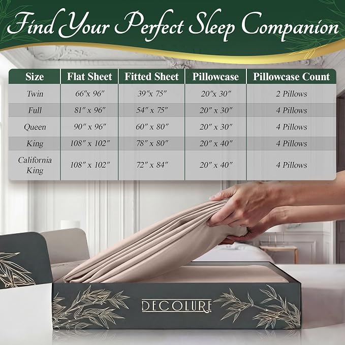 DECOLURE 100% Viscose Derived from Bamboo Sheets Twin Size - Image 8