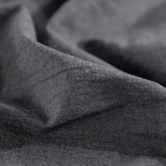 NEXHOME PRO Duvet Cover King 100% Washed Cotton, Heathered Black Breathable - Image 9