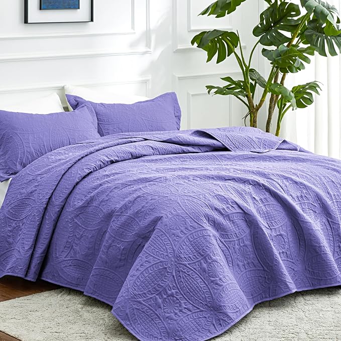 Love's cabin Oversized King Size Quilt Bedding Set Deep Purple Bedspreads - Image 2