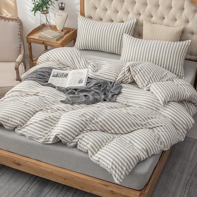 PURE ERA Jersey Knit 2pc Duvet Cover Set 100% T-Shirt Heather Cotton Super Soft - Image 5