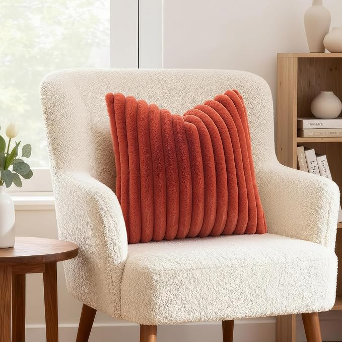 decorUhome Cozy Faux Fur Throw Pillow Covers 24x24 Set of 2 Decorative Soft - Image 4