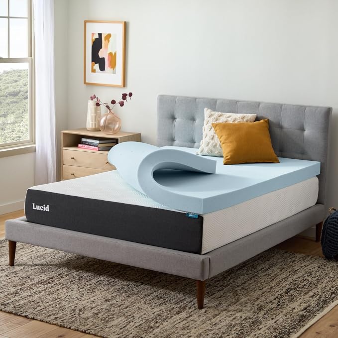 Lucid 4 Inch Memory Foam Mattress Topper, Twin Size – Cooling Gel Bed Topper – - Image 7