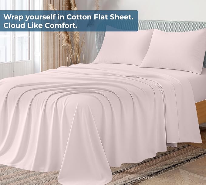 Royale Linens 100% Organic Cotton Queen Flat Sheet Only - Image 2
