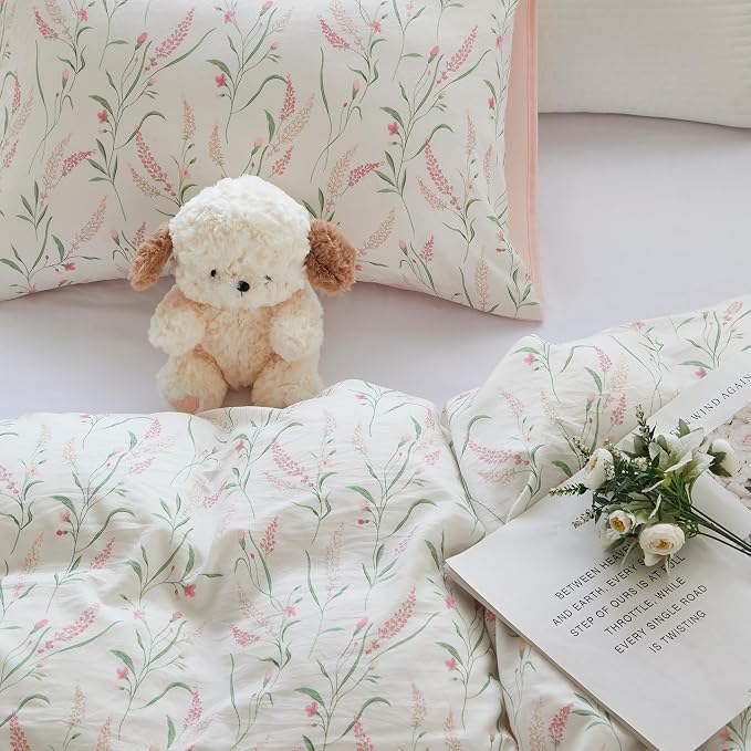 BOLINLIVING Pink Floral Duvet Cover King Size, Reversible Botanical Spring - Image 6