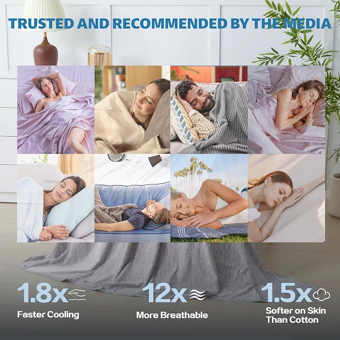 Cooling Blanket Queen Size, Cold Blanket Thin Lightweight Breathable Soft - Image 6