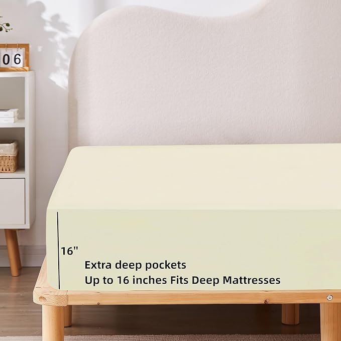 HBHLFZ King Fitted Sheet Only, Soft Breathable Bottom Sheet - Image 3