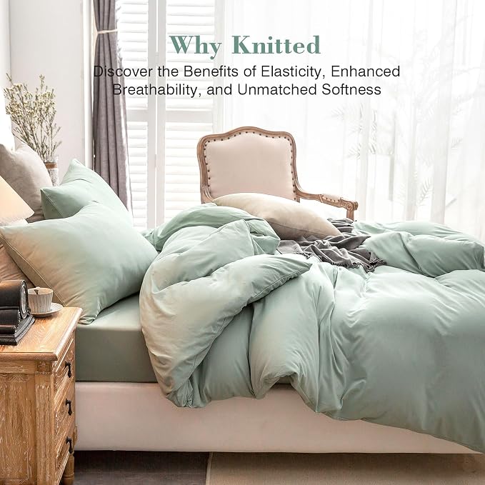 PURE ERA Jersey Knit Duvet Cover Set 100% T-Shirt Cotton Super Soft Comfy 2pc - Image 2
