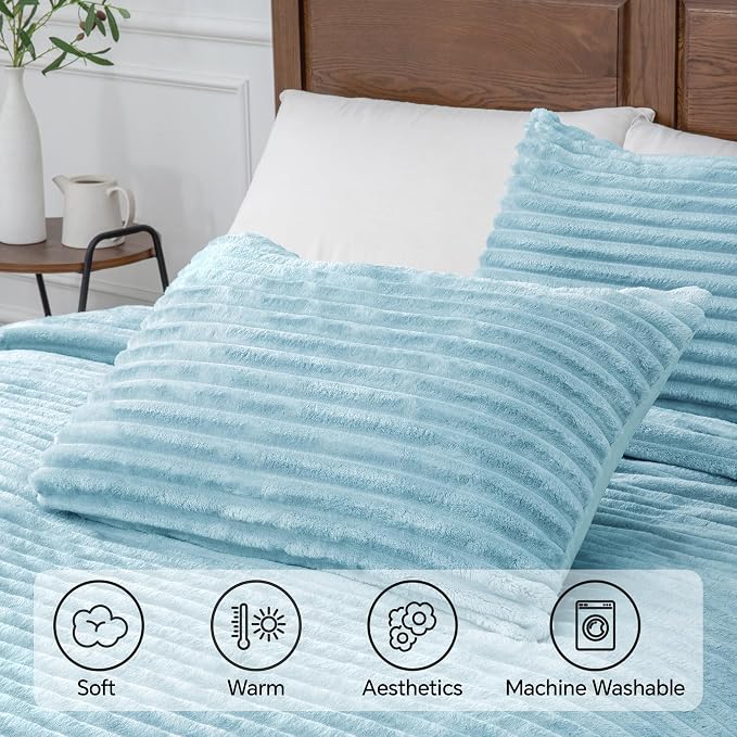 BEDELITE Fleece California King Comforter Set -Super Soft & Warm Fluffy Light - Image 5