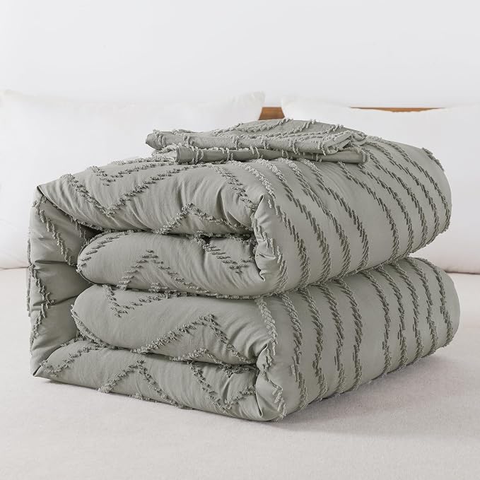 Andency Medium Grey Comforter Set King Size, Boho Soft Warm Tufted Bedding - Image 7