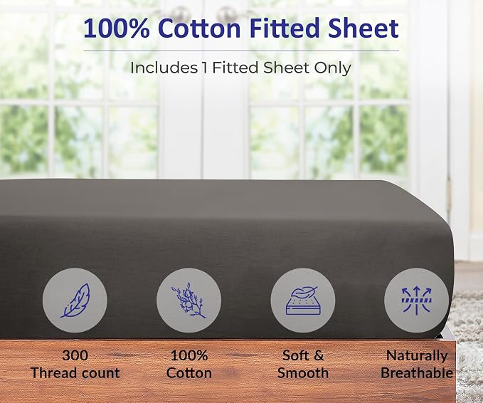 ROYALE LINENS 300 Thread Count 100% Long Staple Combed Cotton Fitted Sheet - Image 4