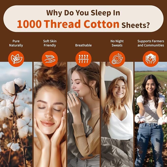 LBRO2M 1000 Thread Count Sheets 100% Egyptian Cotton Bedding Set Floral King - Image 4