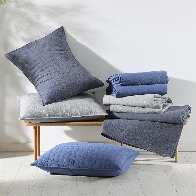 HORIMOTE HOME Denim Blue King Size Quilt Set - Image 8