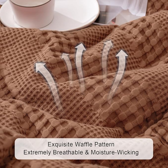 PHF Cooling Waffle Blanket Twin Size, Lightweight 60% Rayon from Bamboo & 40% - Image 4