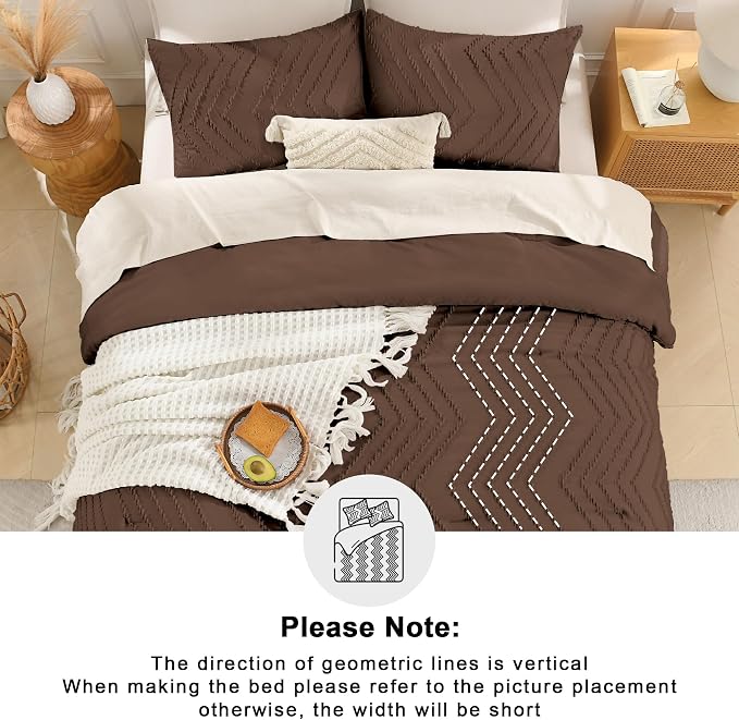 Andency Brown California King Comforter Set, Boho Cal King Soft Warm Tufted - Image 5