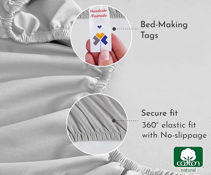 California Design Den Soft 100% Cotton Full Fitted Sheet Only, Deep Pocket - Image 5