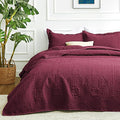 Love's cabin Oversized King Size Quilt Bedding Set Burgundy Bedspreads by Lovescabin