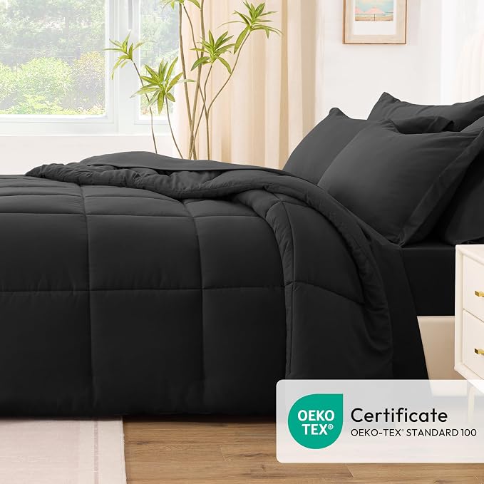 Love's cabin Full Comforter Set Ash Black, 7 Pieces Full Bed in a Bag, All - Image 5
