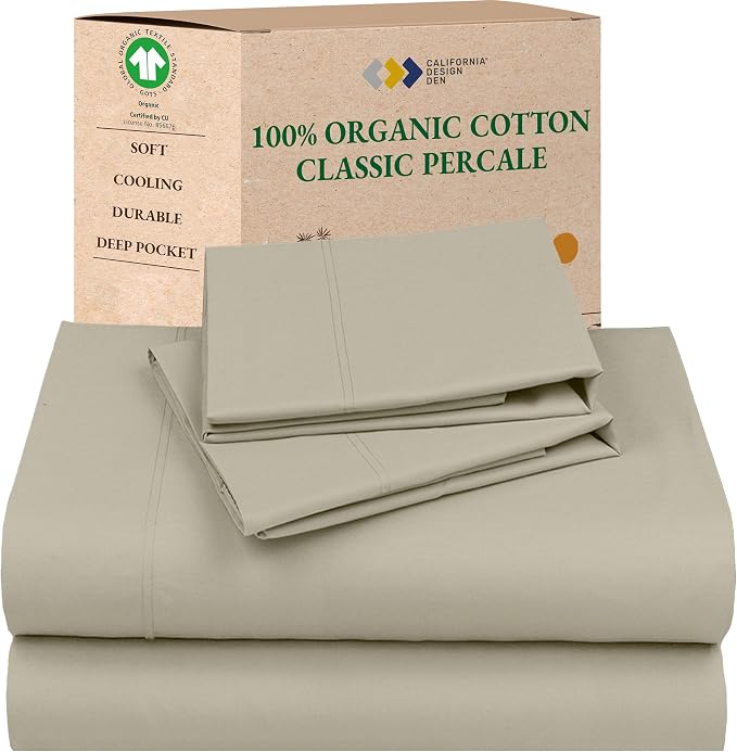 California Design Den Soft 100% Cotton Percale Sheets King Size Set by CaliforniaDesignDen