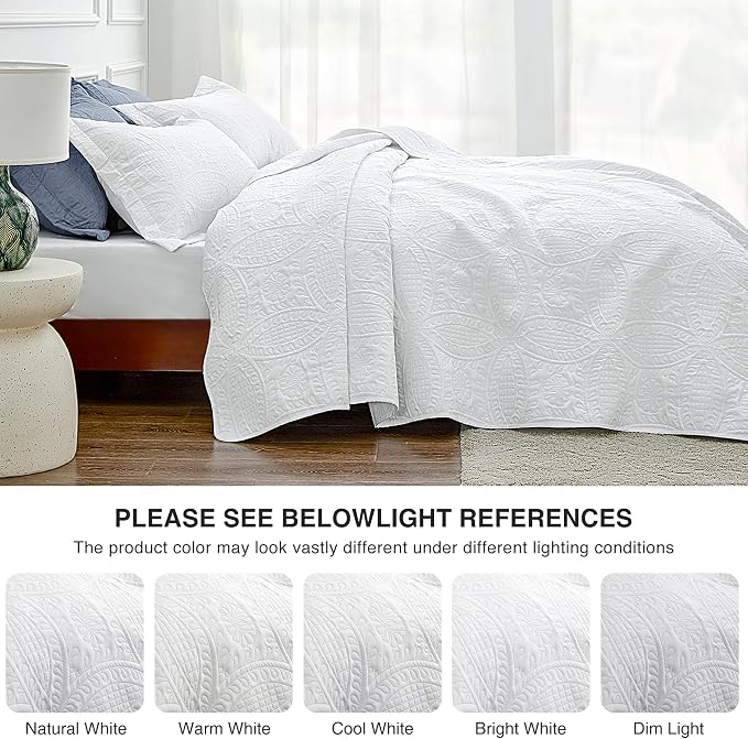 Love's cabin Oversized King Size Quilt Bedding Set White Bedspreads - Image 6