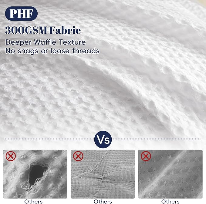 PHF Waffle Weave Duvet Cover Set Queen Size, No Snagging Ultra Soft Luxury - Image 3