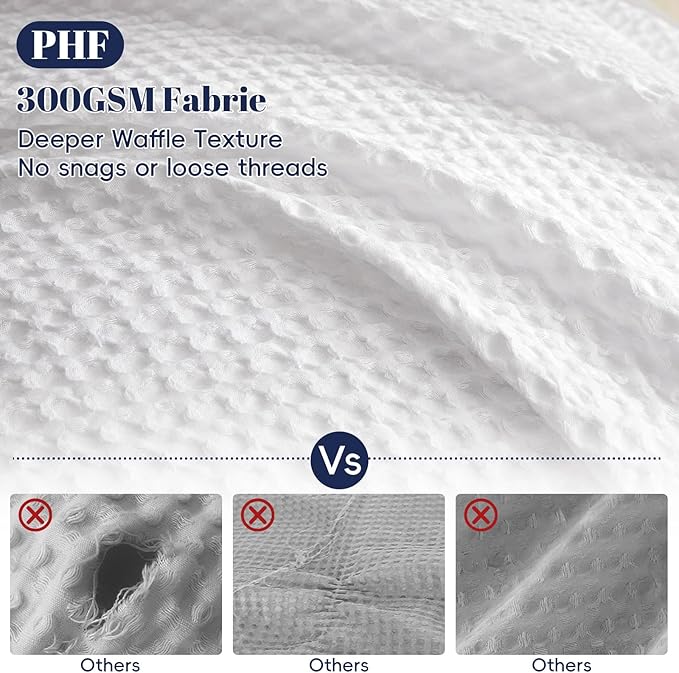 PHF Waffle Weave Duvet Cover Set King Size, No Snagging Ultra Soft Luxury - Image 3