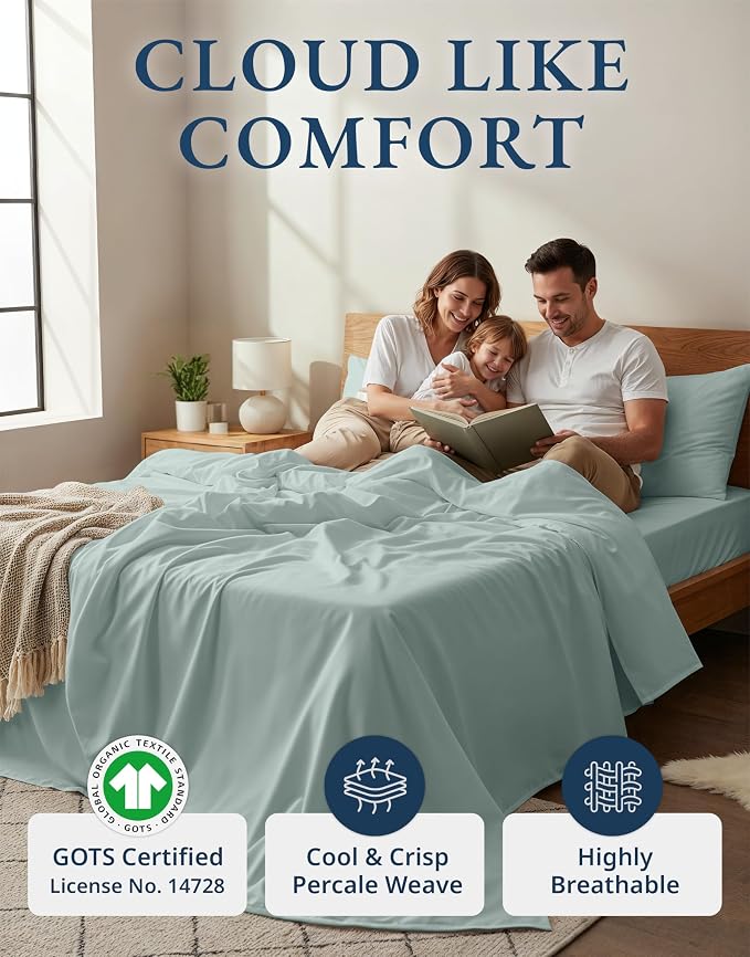 LANE LINEN 100% Organic Cotton Eco Friendly Sustainably Produced Queen Sheets - Image 2