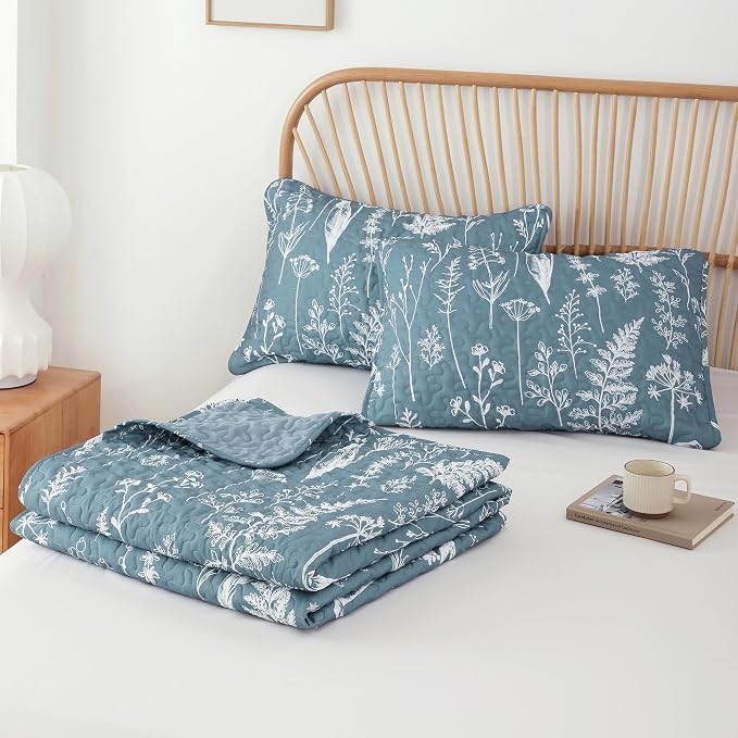 JANZAA Quilt King Size Mineral Blue Quilt Bed Spread Boho Quilt - Image 8