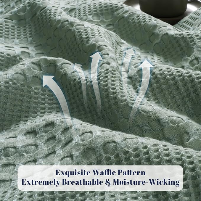 PHF Cooling Waffle Blanket Twin Size, Lightweight 60% Rayon from Bamboo & 40% - Image 4