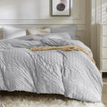 JELLYMONI Light Grey Duvet Cover Twin Size, Soft Breathable Seersucker Duvet by JELLYMONI