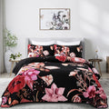 Floral Quilt Set Queen 3 Pieces Red Floral Quilt Coverlet Set Soft Microfiber by DRUCON