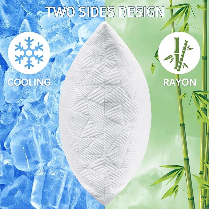 BETU Cooling Pillows Queen Size Set of 2, Shredded Memory Foam Pillows Cool - Image 2
