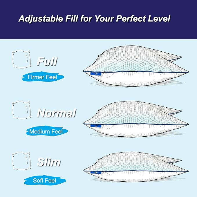 Cooling Pillow King Size, Shredded Memory Foam Adjustable Loft, Slow Rebound - Image 4