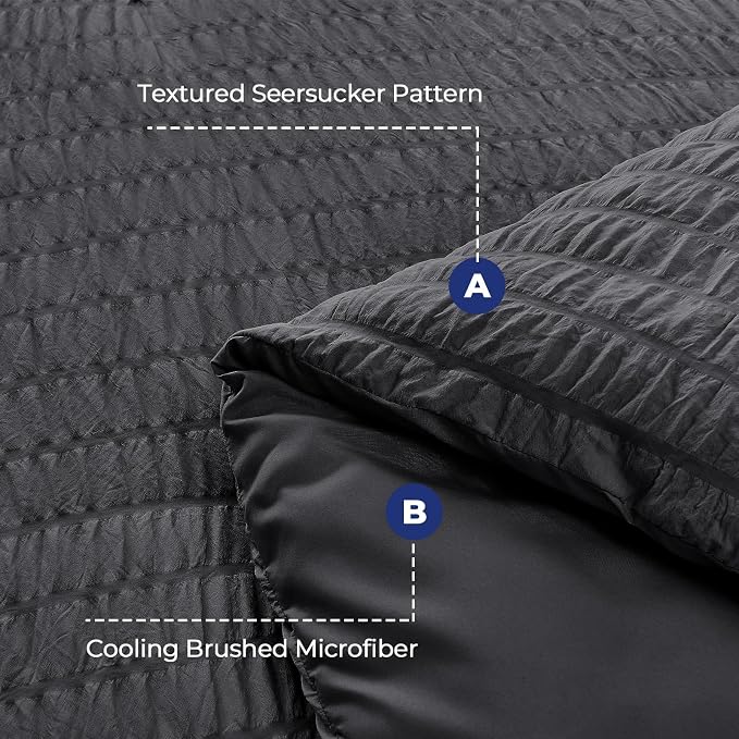 HYMOKEGE Twin XL Comforter Set Seersucker 5 Pieces, All Season Luxury Bed in a - Image 4