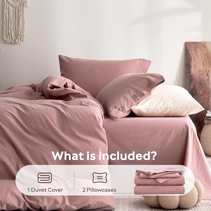 JELLYMONI 100% Washed Cotton Duvet Cover Full – Soft, Breathable Linen-Look - Image 7