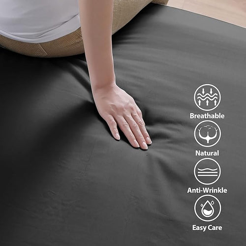 100% Egyptian Cotton Fitted Sheet Black, 600 Thread Count, 8-16" Deep Pocket - Image 2