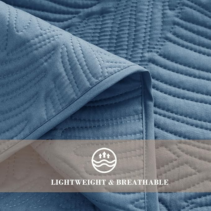 Exclusivo Mezcla King Size Quilt Bedding Set, Lightweight Bluish Grey Quilts - Image 5