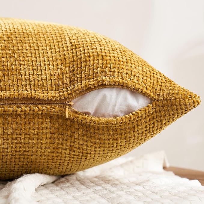 MIULEE Pack of 4 Couch Throw Pillow Covers 18x18 Inch Neutral Gold/Brown Soft - Image 7