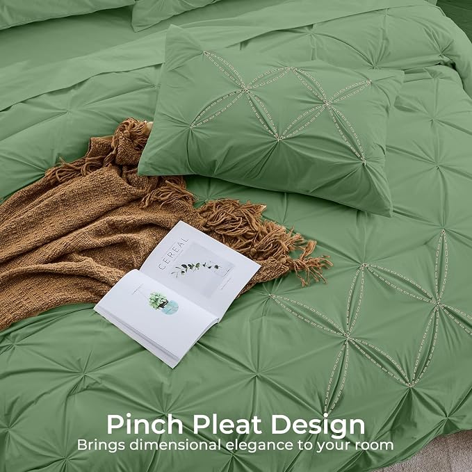 Sasttie California King Comforter Set, 7-Piece Bed in a Bag, Pintuck Bedding - Image 4