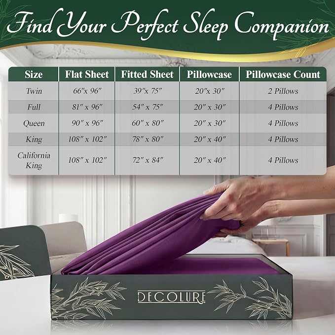 DECOLURE 100% Viscose Derived from Bamboo Sheets Full Size - Image 8