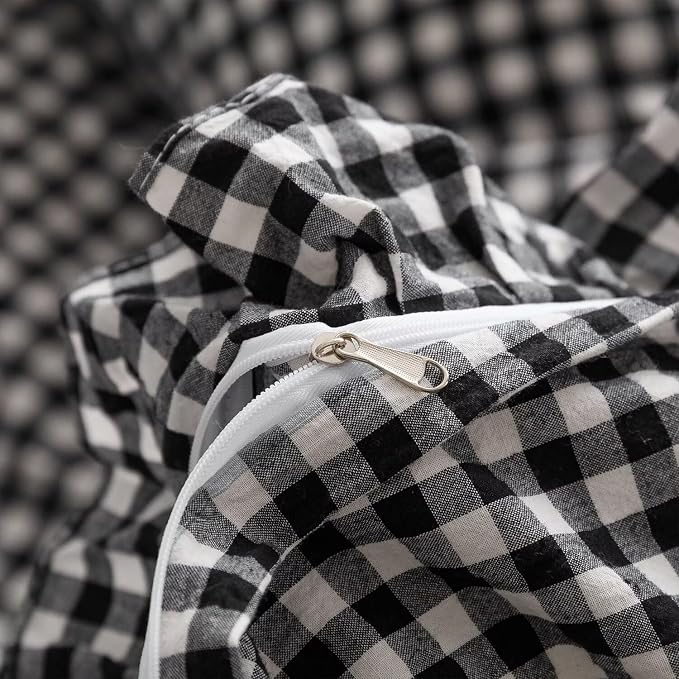 MKXI Black and White Gingham Duvet Cover Full, 3-Piece Ruffled Bedding Set - Image 8