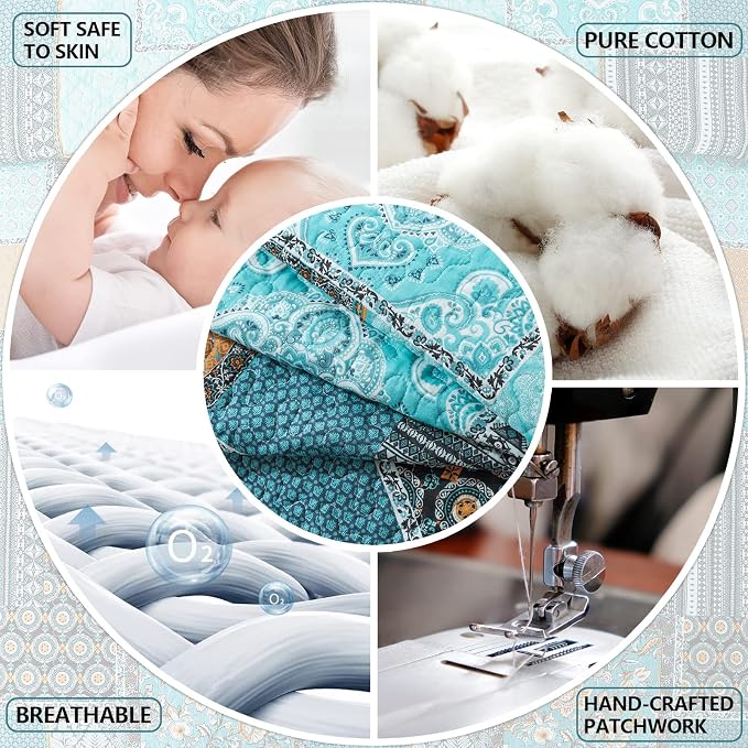 BEDIFANY Cotton Queen Size Quilt, Lightweight Bedspread Queen Size, Quilted - Image 6